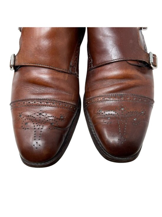 Allen Edmonds St. John\'s Brown Leather Double Monk Strap Dress Shoes Mens 10.5 E